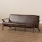 Baxton Studio Bianca Walnut Wood Dark Brown Distressed Faux Leather 3-Seater Sofa 140-7546 - alternate 3